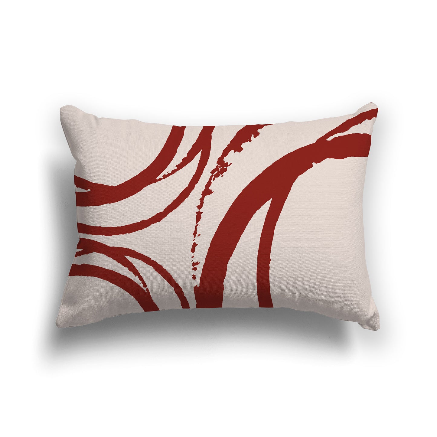 Lumbar Throw Pillow with Red-orange and Off-white Abstract Circles