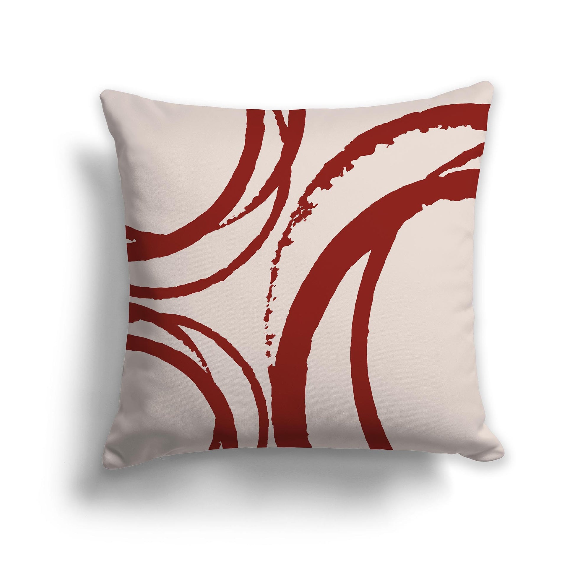 Square Throw Pillow with Red-orange and Off-white Abstract Circles