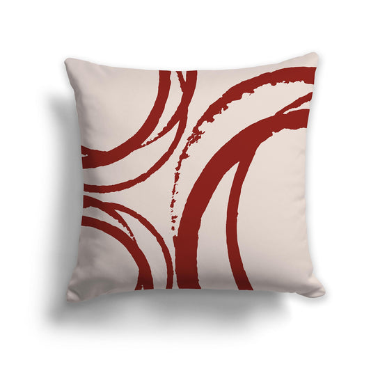Square Throw Pillow with Red-orange and Off-white Abstract Circles