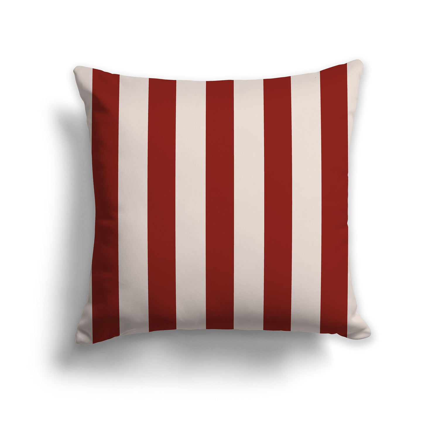 14 inch Throw Pillow with Thick Red-orange and Off-white Vertical Bars