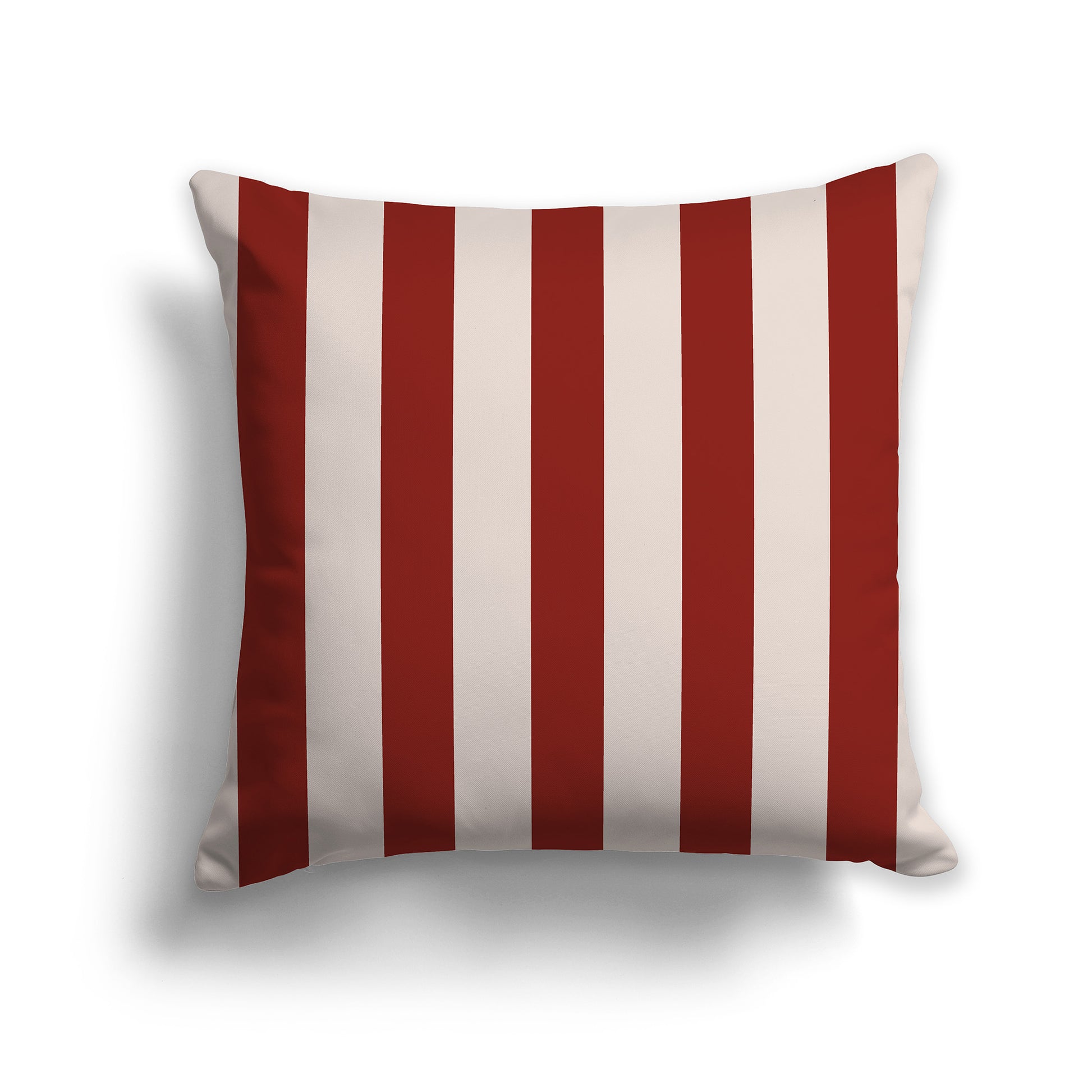 14 inch Throw Pillow with Thick Red-orange and Off-white Vertical Bars