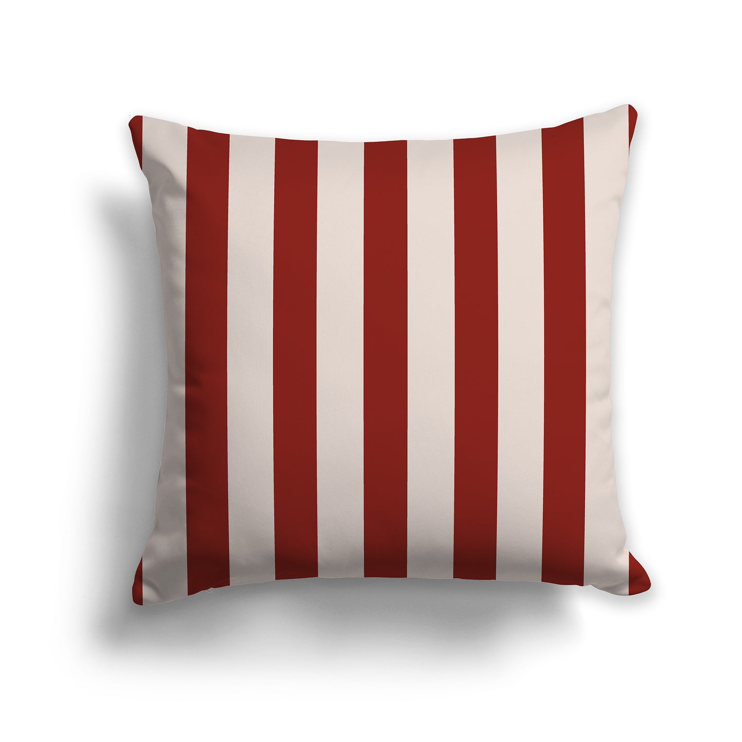 16 inch Throw Pillow with Thick Red-orange and Off-white Vertical Bars
