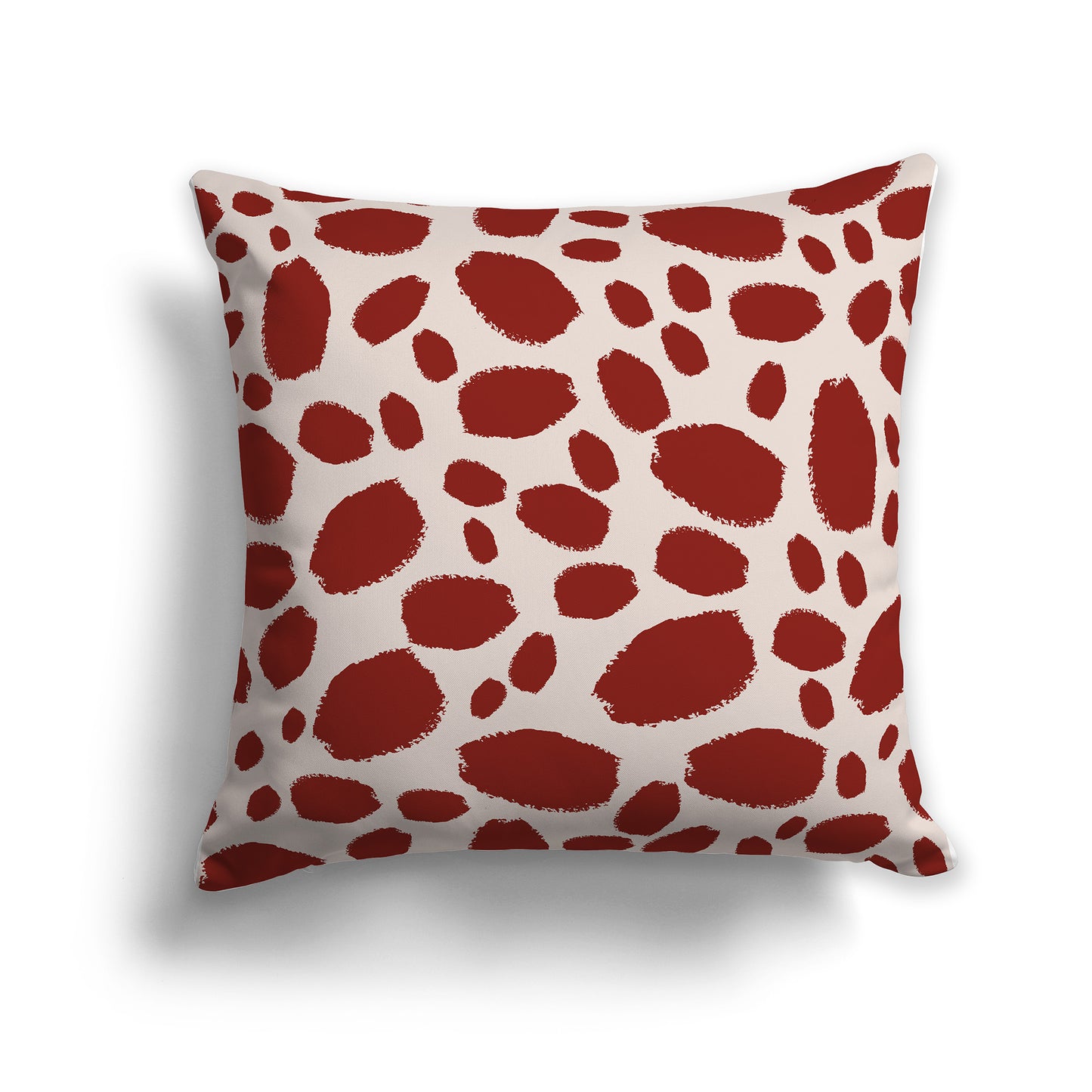 14 inch Throw Pillow with Red-orange and Off-white Paint Dab Pattern