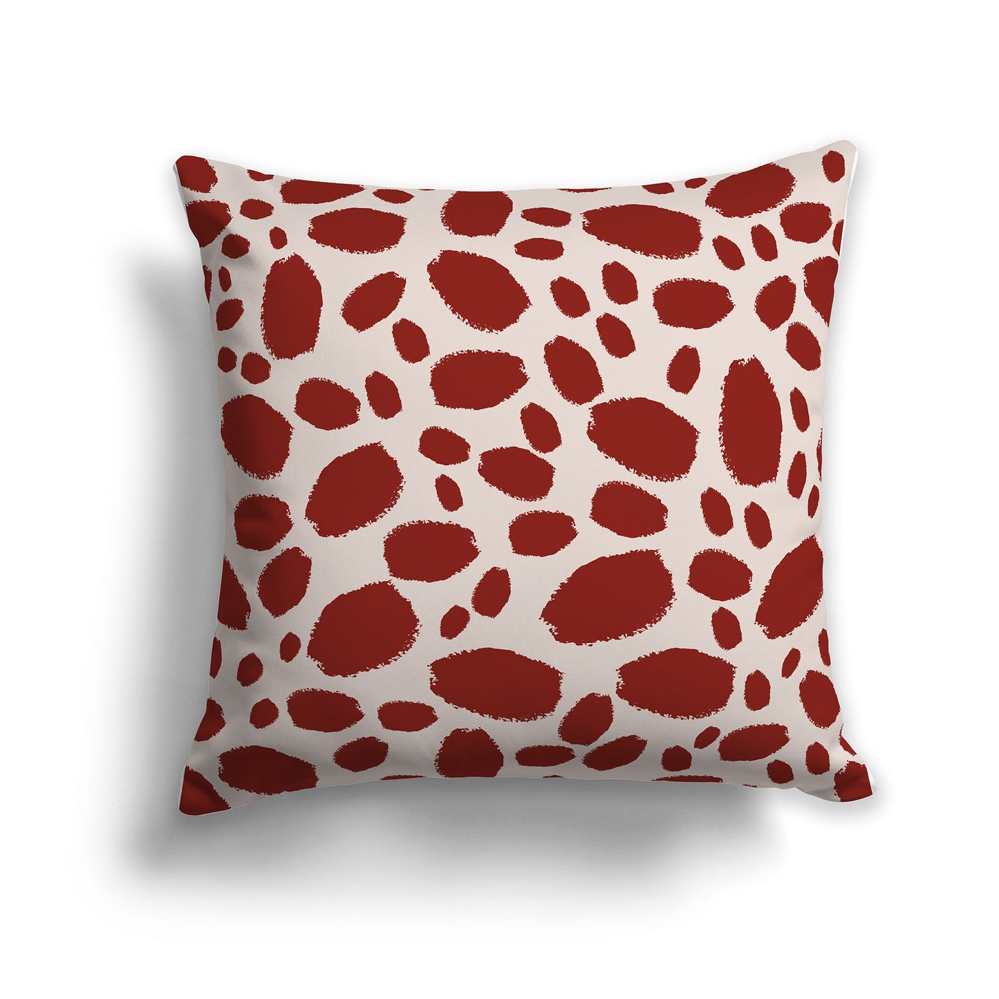 16 inch Throw Pillow with Red-orange and Off-white Paint Dab Pattern