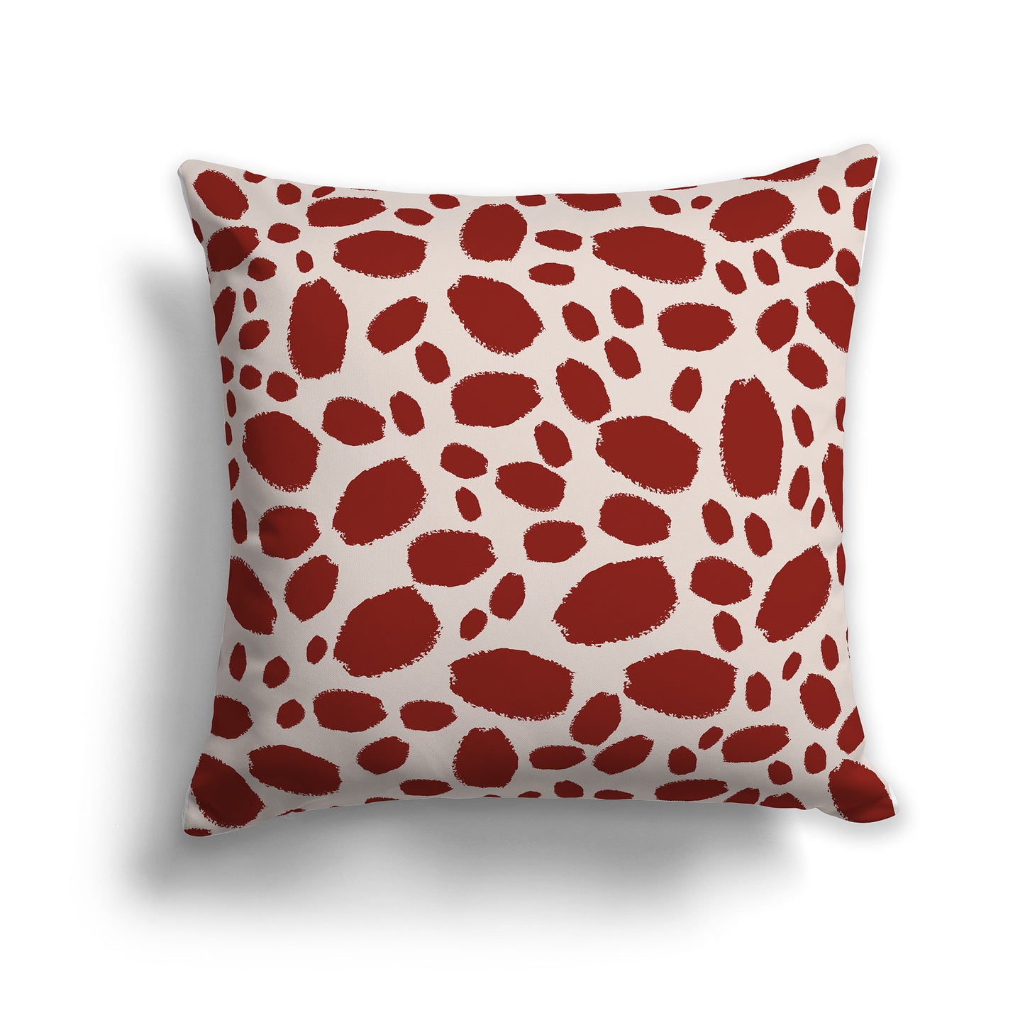 18 inch Throw Pillow with Red-orange and Off-white Paint Dab Pattern