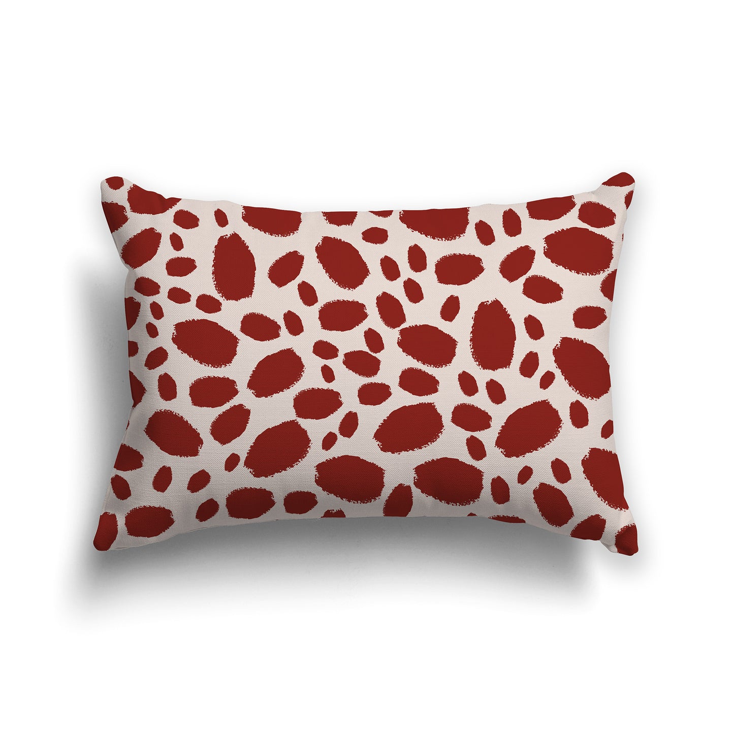 20x14 inch Lumbar Throw Pillow with Red-orange and Off-white Paint Dab Pattern