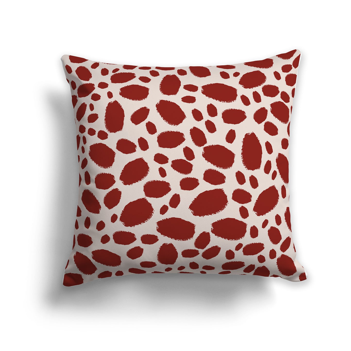 20 inch Throw Pillow with Red-orange and Off-white Paint Dab Pattern