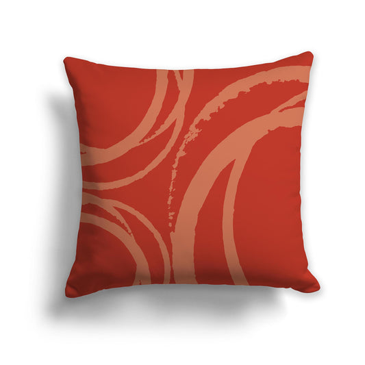 Square Throw Pillow with Red-orange and Light Red-orange Abstract Circles