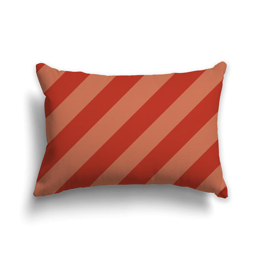 Throw Pillow with Two-tone Red-orange Diagonal Bars on Both Sides | Faux Suede | 20 x 14 inches