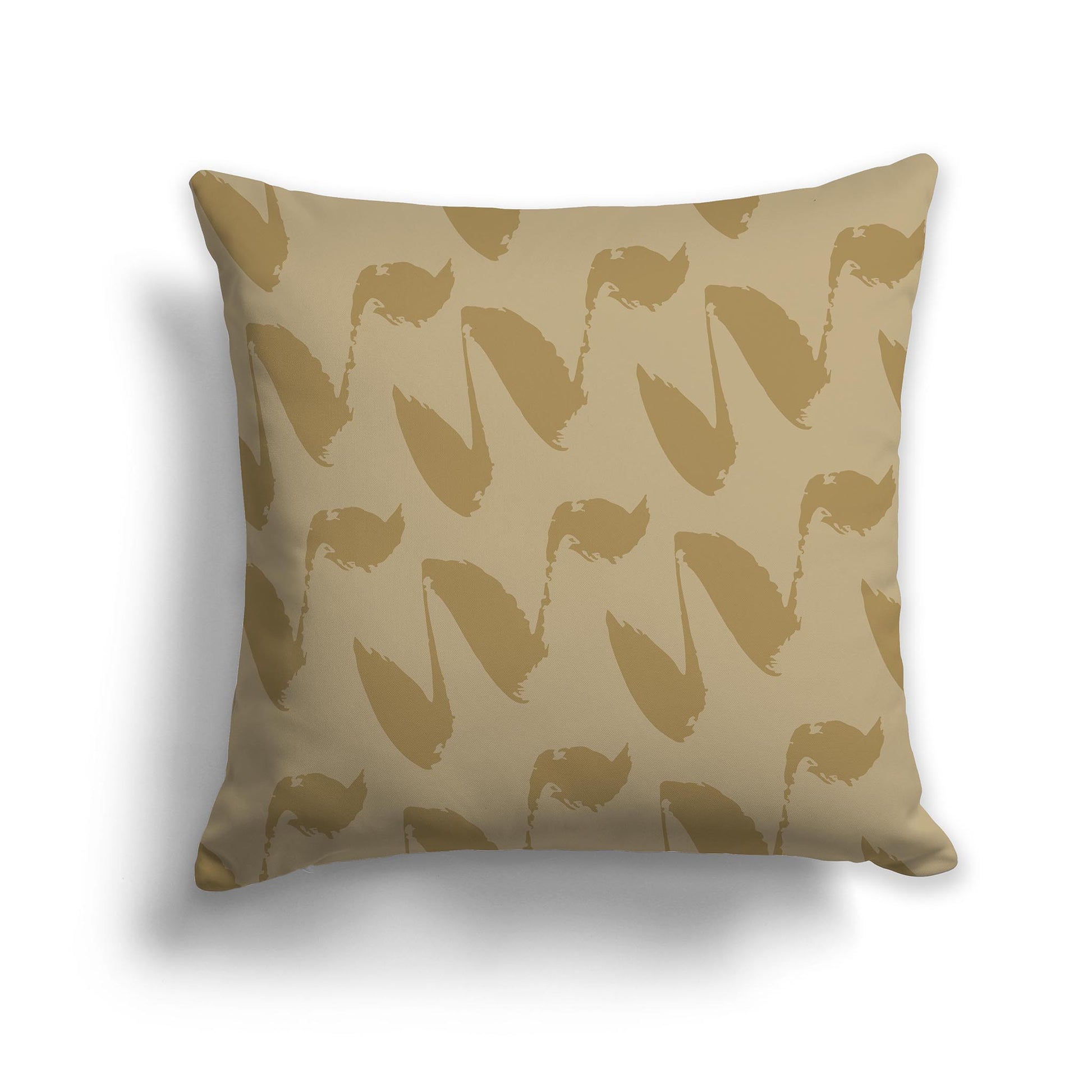 Square Throw Pillow with Two-tone Olive Green Squiggle Pattern