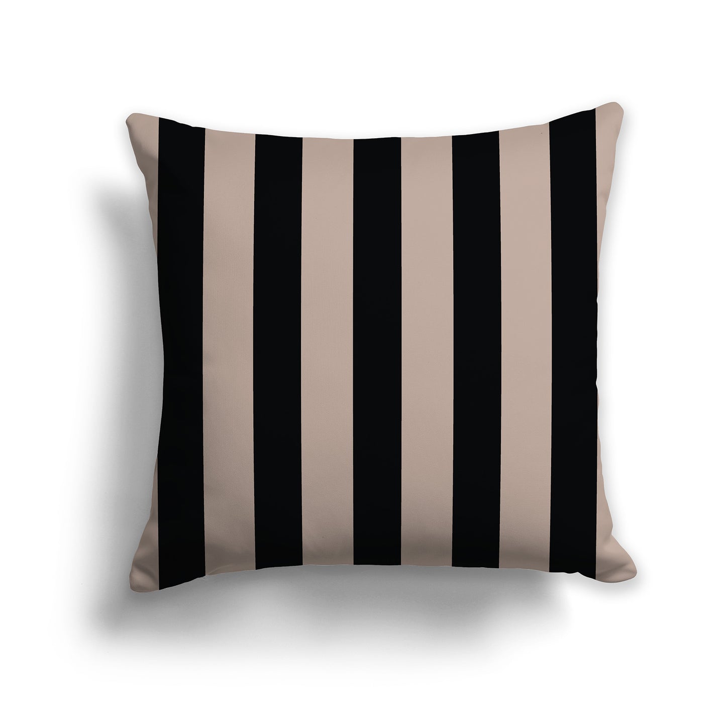 14 inch Throw Pillow with Thick Black and Dark Taupe Vertical Bars