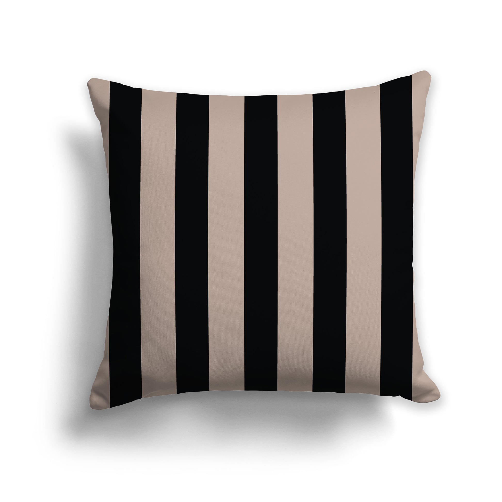 14 inch Throw Pillow with Thick Black and Dark Taupe Vertical Bars