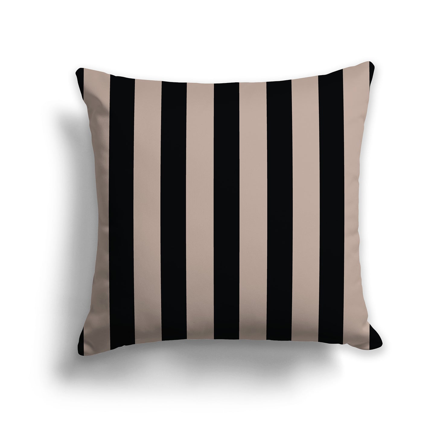 16 inch Throw Pillow with Thick Black and Dark Taupe Vertical Bars