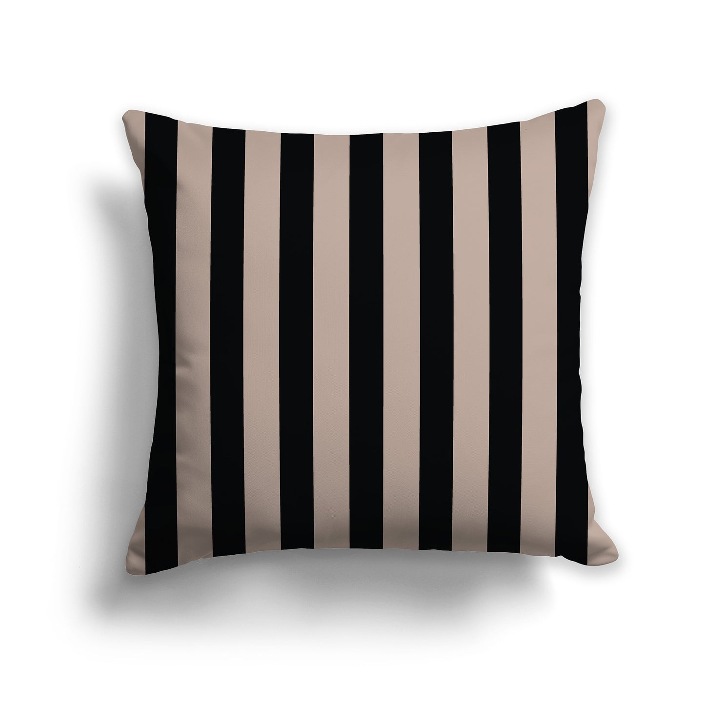 20 inch Throw Pillow with Thick Black and Dark Taupe Vertical Bars