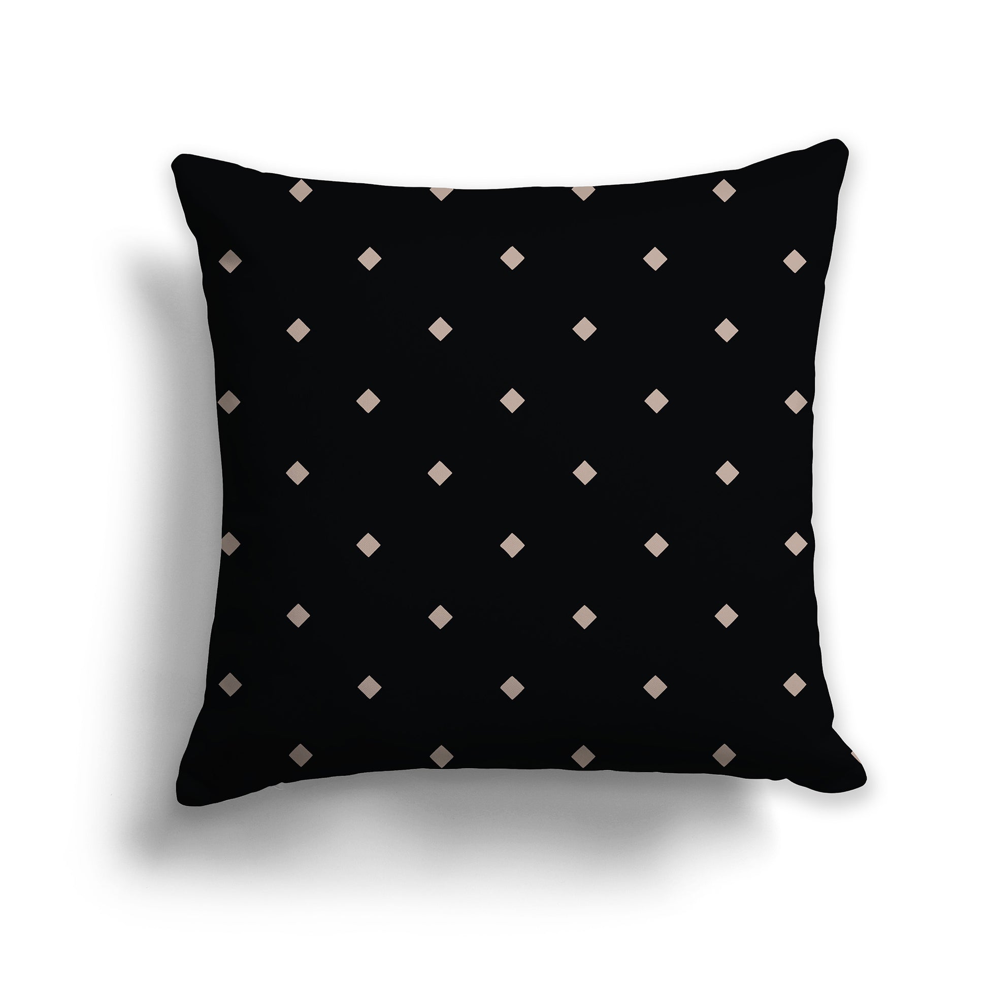 14 inch Black Throw Pillow with Large Taupe Diamond Pattern