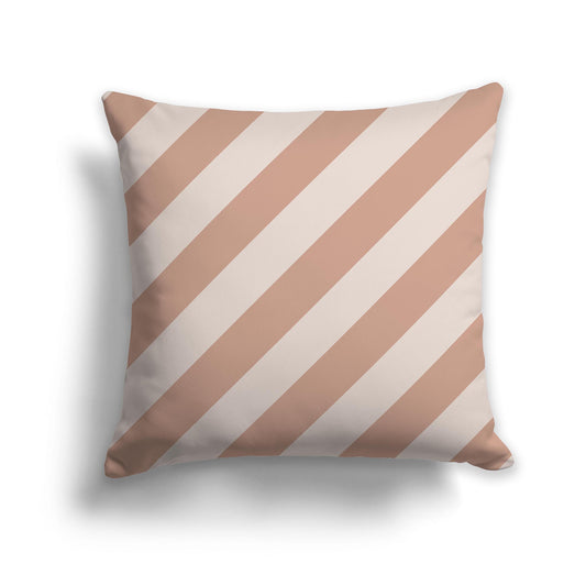 Square Throw Pillow with Salmon and Off-white Diagonal Bars