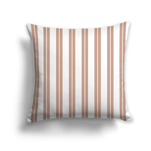 Square Throw Pillow with Salmon and White Multistripe Pattern