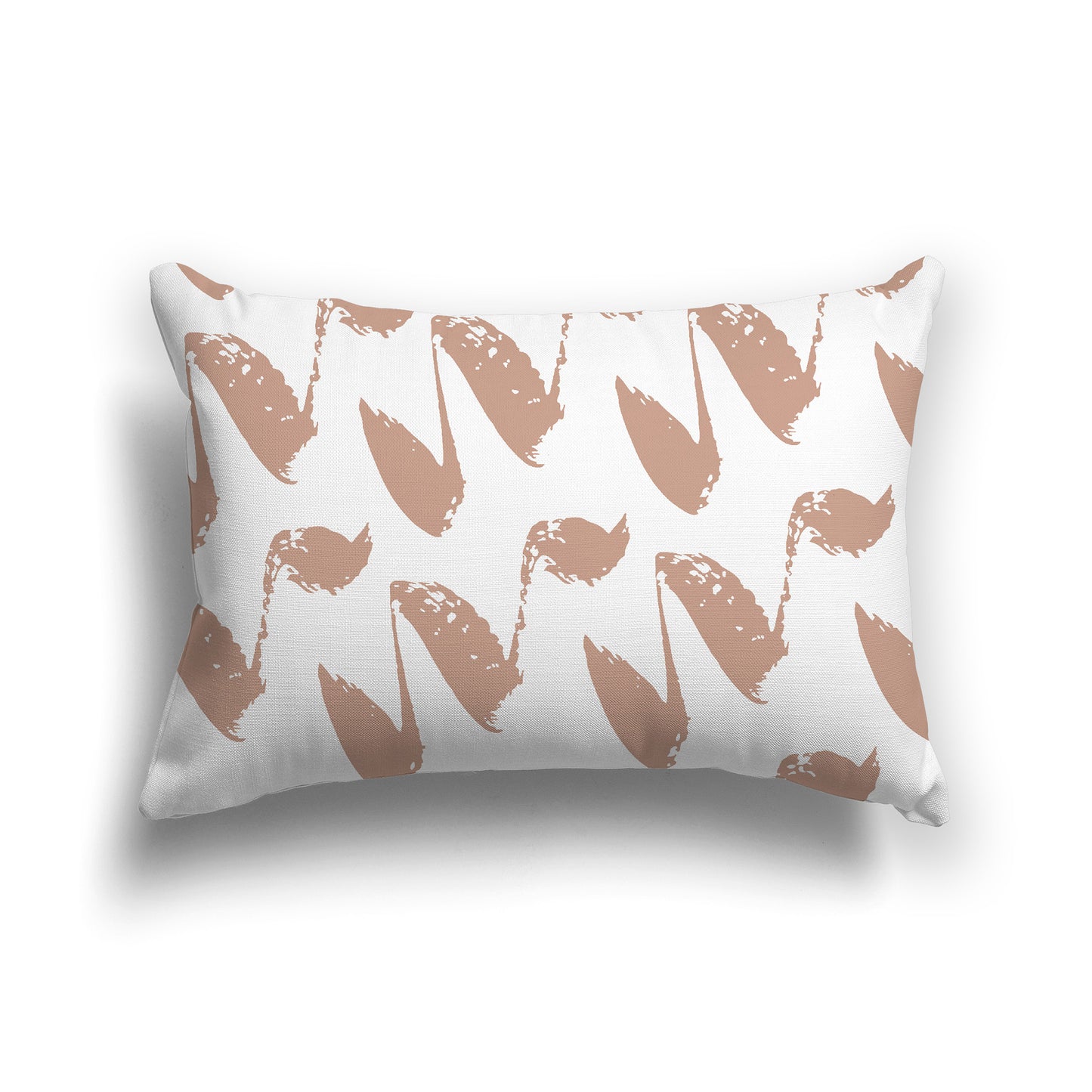Lumbar Throw Pillow with Salmon and White Squiggle Pattern
