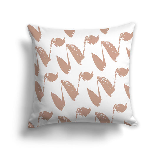 Square Throw Pillow with Salmon and White Squiggle Pattern