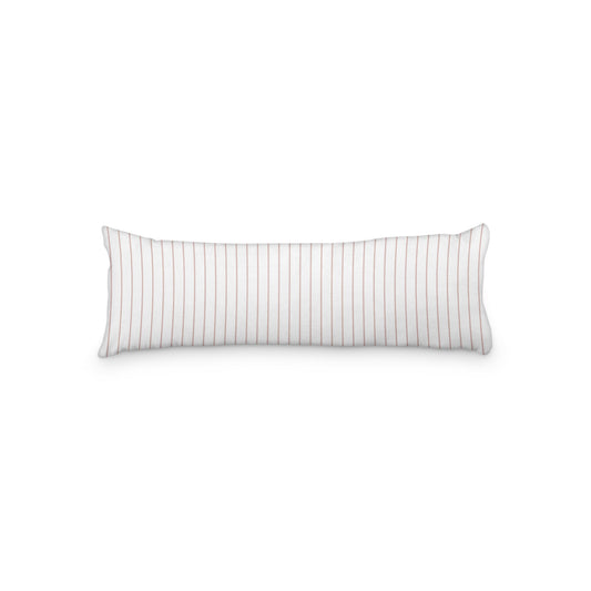 White Microfiber Body Pillow with Fine Salmon Stripes, MFBP-1139-151,  20 x 54 inches