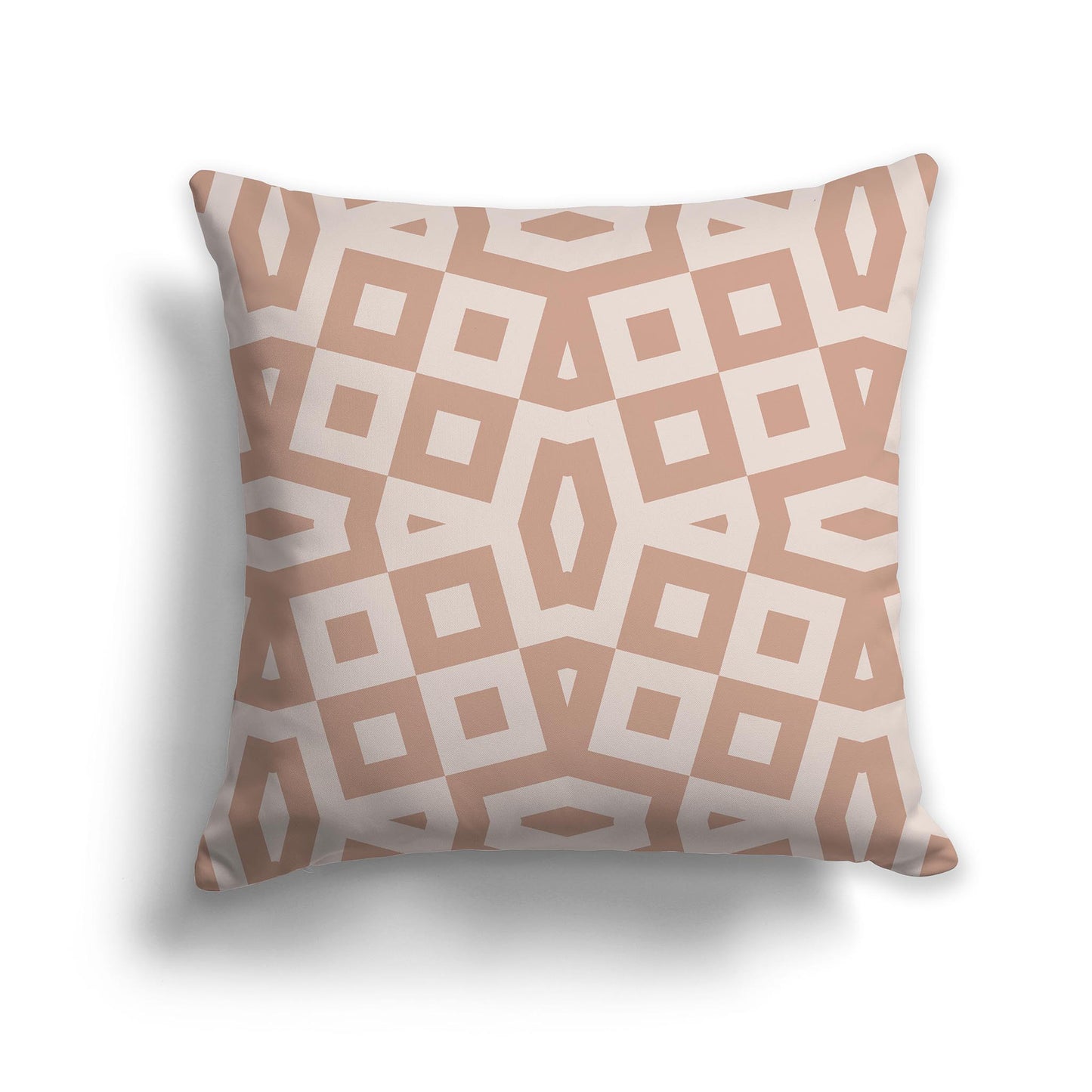 14 inch Throw Pillow with Salmon and Off-white Geometric Pattern