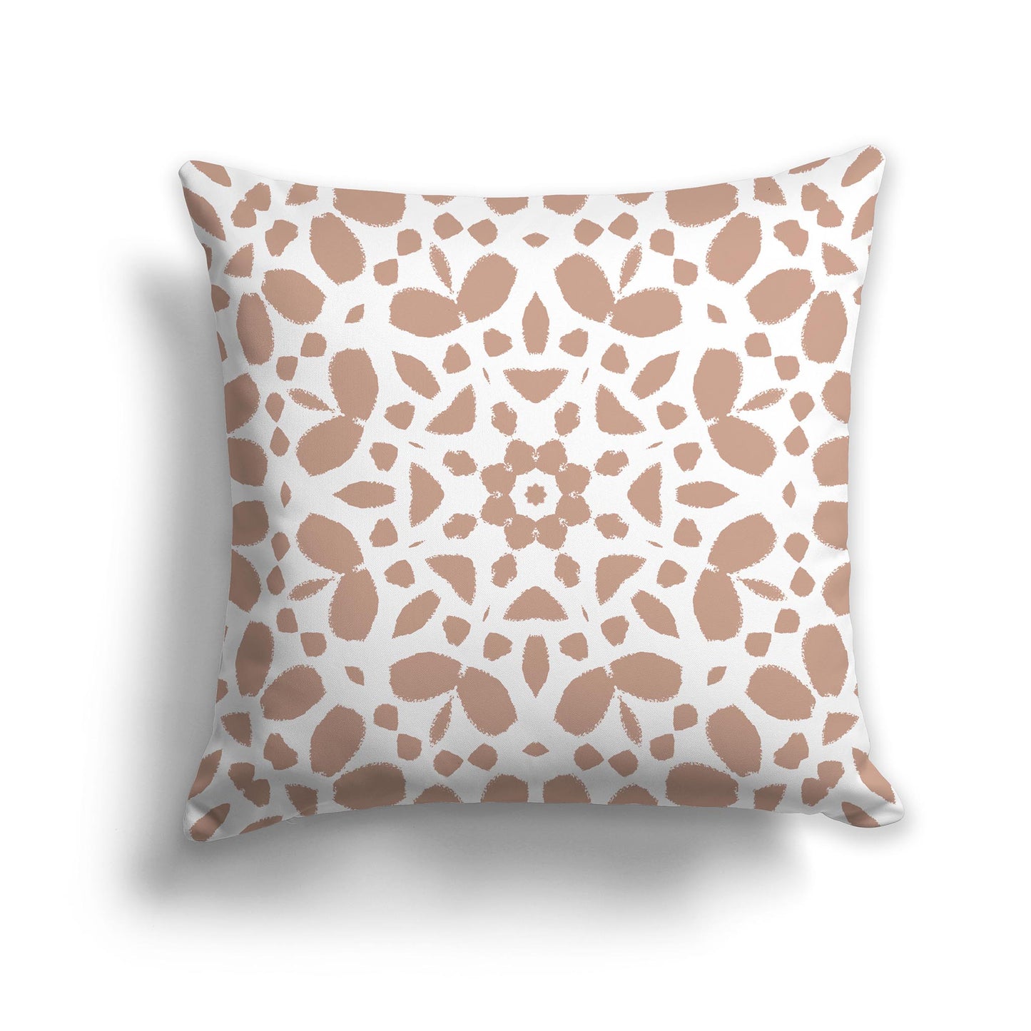 Square Throw Pillow with Salmon and White Large Circular Pattern