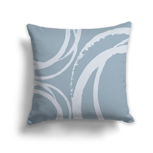 Square Throw Pillow with Blue-grey and Grey Abstract Circles