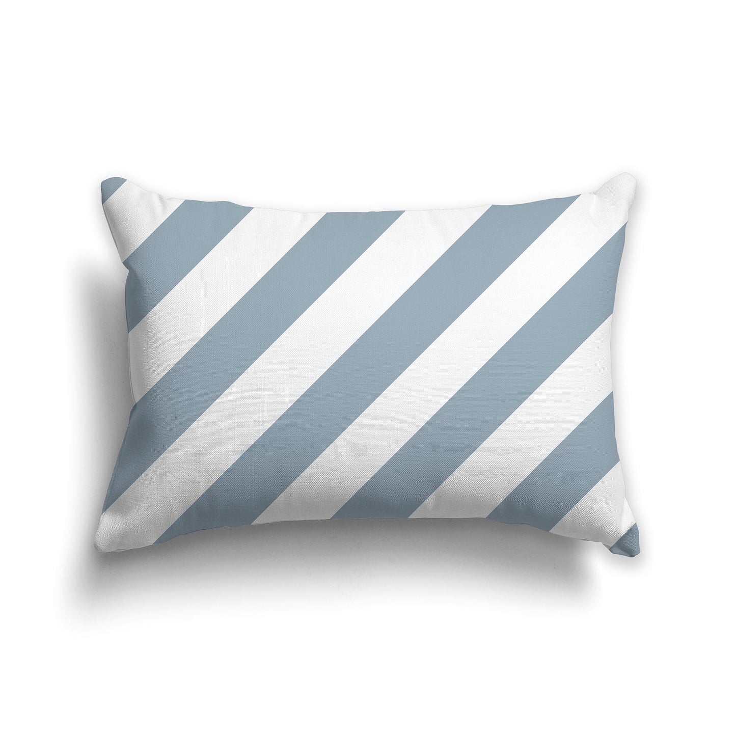 Lumbar Throw Pillow with Blue-grey and White Diagonal Bars