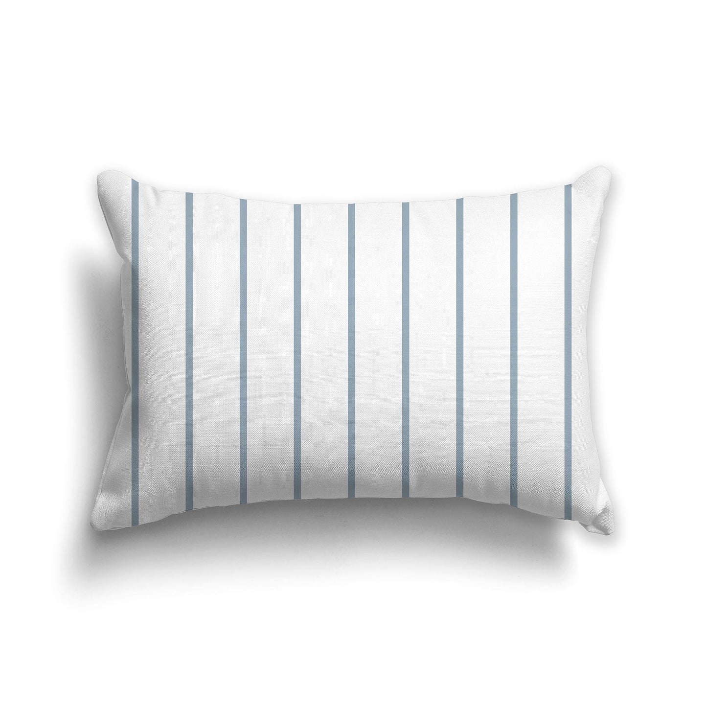 Lumbar Throw Pillow with Blue-Grey and White Stripe Pattern