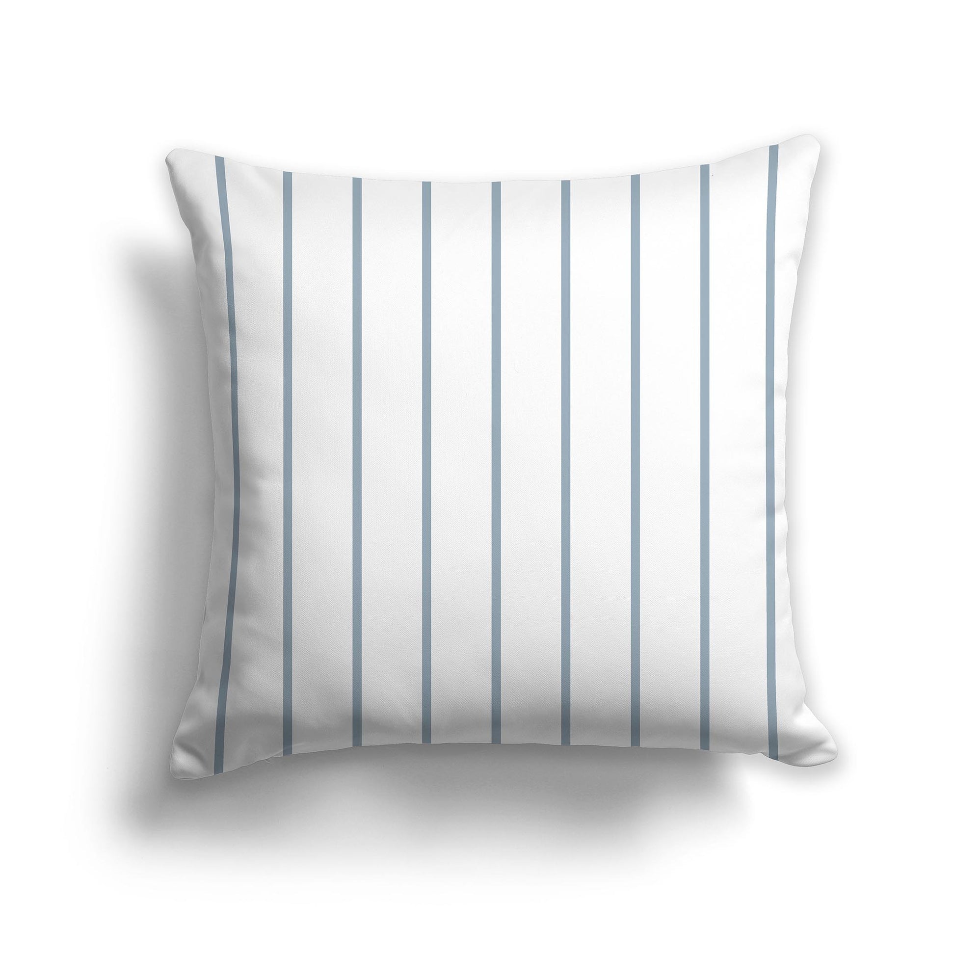 Square Throw Pillow with Blue-Grey and White Stripe Pattern