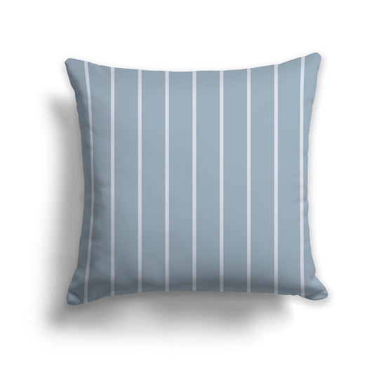 Square Throw Pillow with Blue-grey and Grey Stripe Pattern