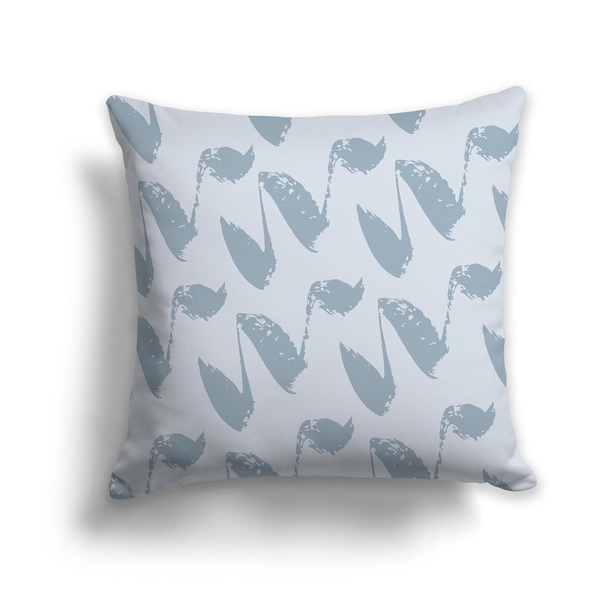 Square Throw Pillow with Blue-grey and Grey Squiggle Pattern