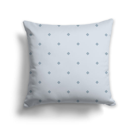 Grey Throw Pillow with Blue-grey Diamond Pattern on Front | Faux Suede | 14 x 14 inches