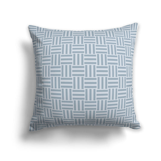 26 inch Throw Pillow with Blue-grey and Grey Basket Weave Pattern