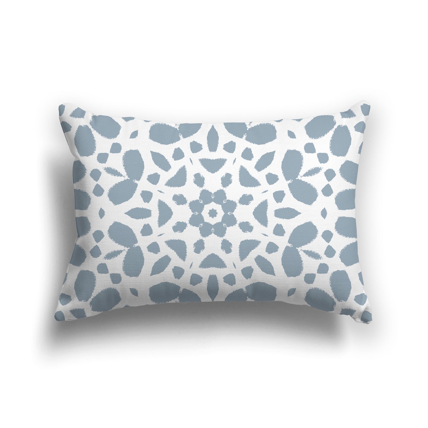 Lumbar Throw Pillow with Large Blue-grey and White Circular Graphic
