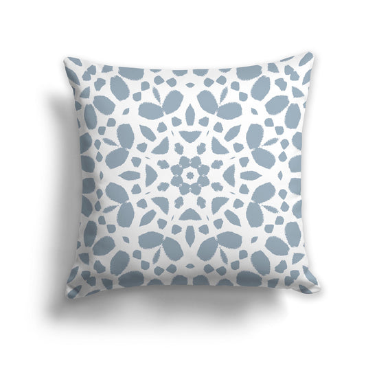 Square Throw Pillow with Large Blue-grey and White Circular Graphic