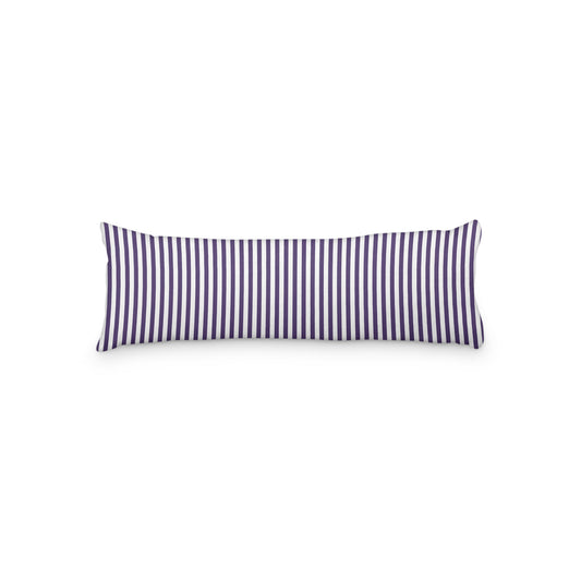 White Microfiber Body Pillow with Thin Purple Bars, MFBP-1143-241,  20 x 54 inches