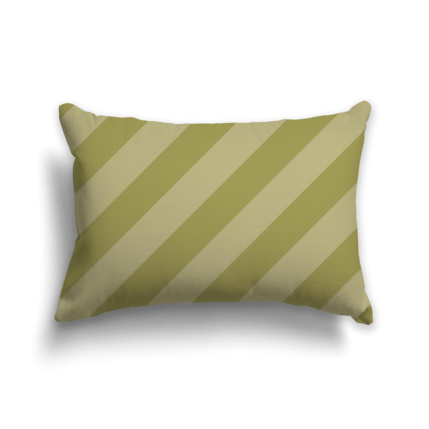 Lumbar Throw Pillow with Two-tone Green Bars Diagonal Bars