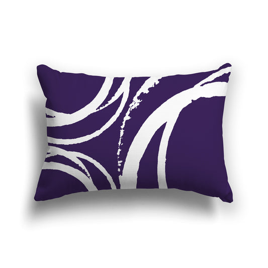 Purple Throw Pillow with White Circular Graphic on Both Sides | Faux Suede | 20 x 14 inches