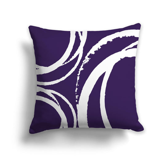 Square Throw Pillow with Purple and White Abstract Circles