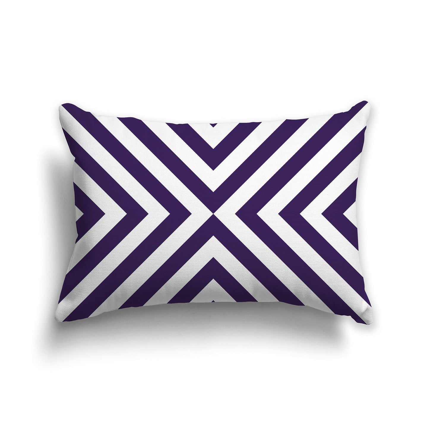 Lumbar Throw Pillow with Purple and White Radiating Diagonal Bars