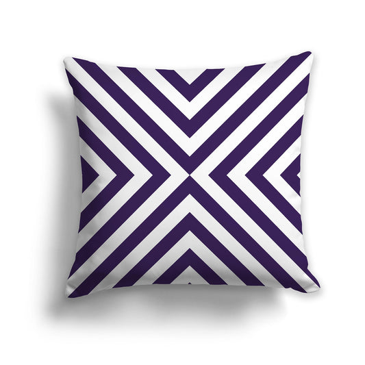 Square Throw Pillow with Purple and White Radiating Diagonal Bars