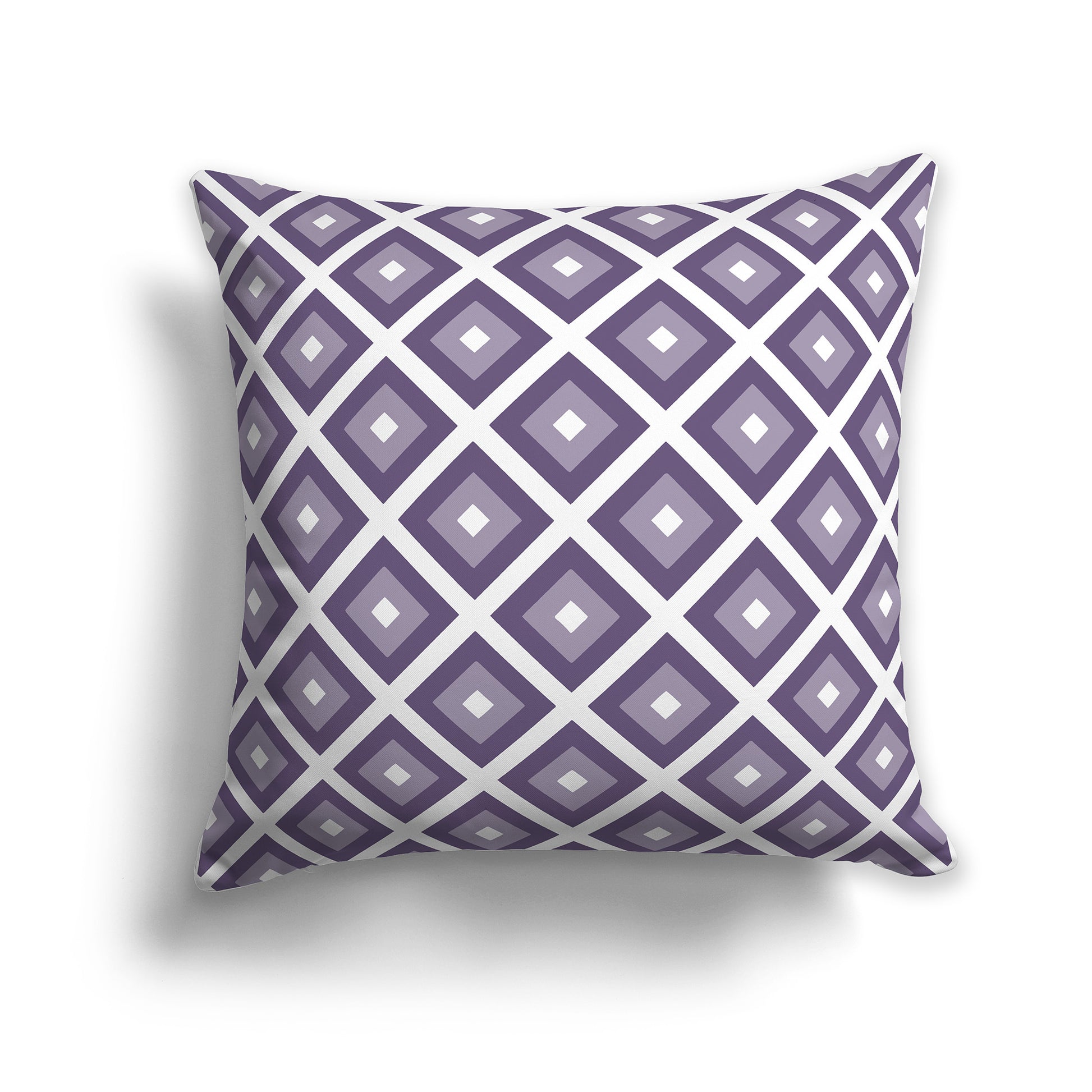 14 inch Throw Pillow with Two-tone Purple and White Square Repeat Pattern