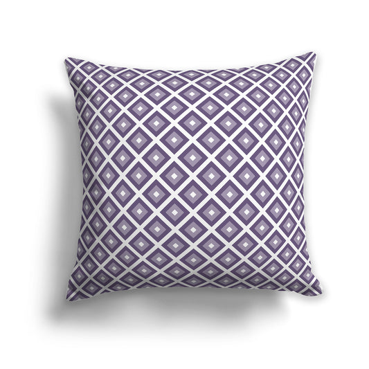 26 inch Throw Pillow with Two-tone Purple and White Square Repeat Pattern