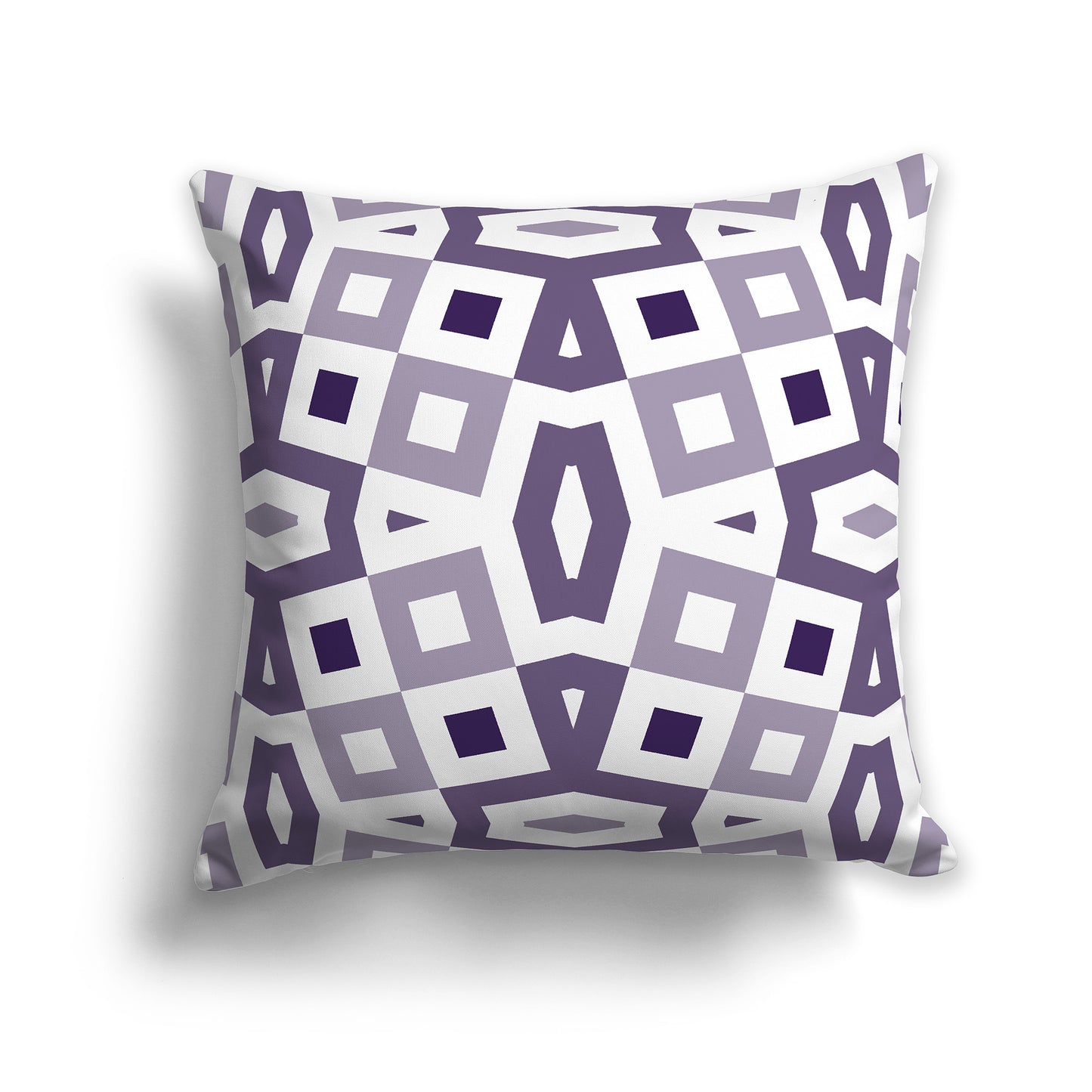 14 inch Throw Pillow with Purple and White Geometric Pattern