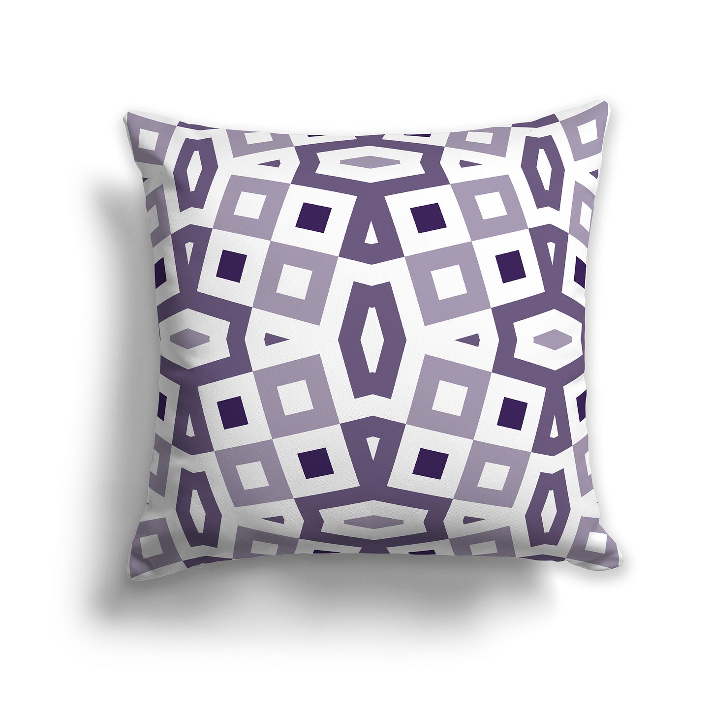 16 inch Throw Pillow with Purple and White Geometric Pattern