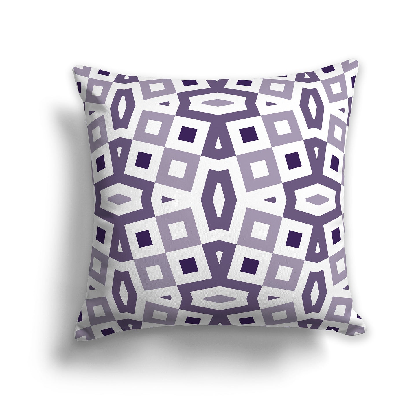 18 inch Throw Pillow with Purple and White Geometric Pattern