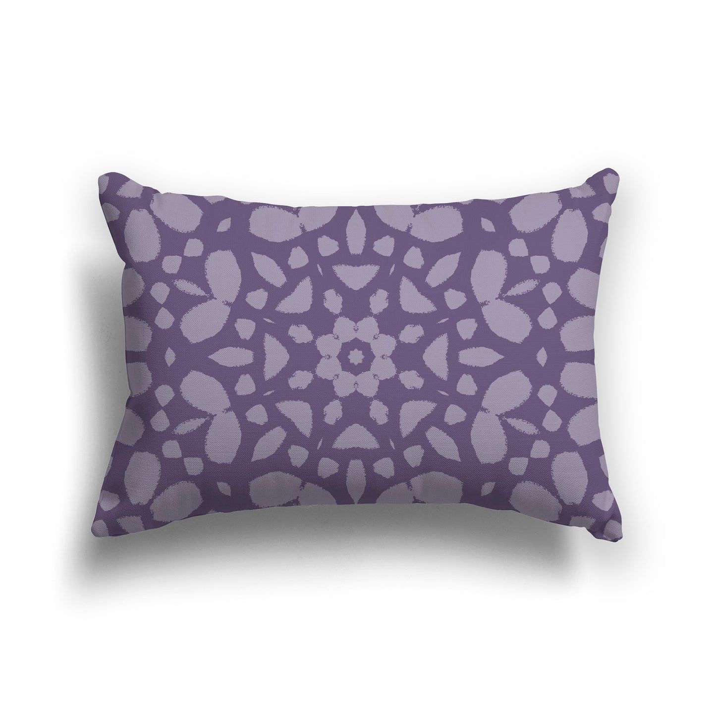 Lumbar Throw Pillow with Large Purple and White Circular Graphic