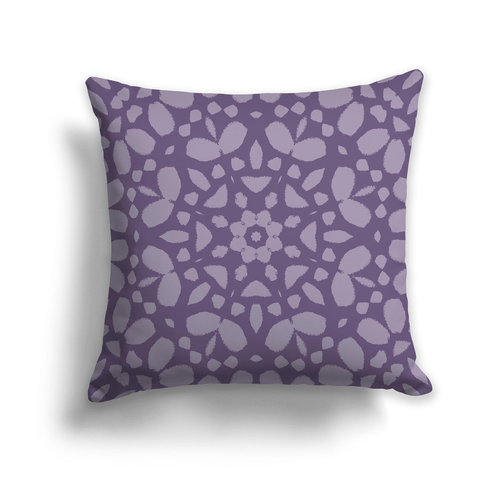 Square Throw Pillow with Large Purple and White Circular Graphic