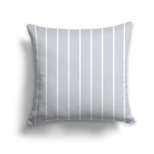 Square Throw Pillow with Pale Grey and white Stripe Pattern